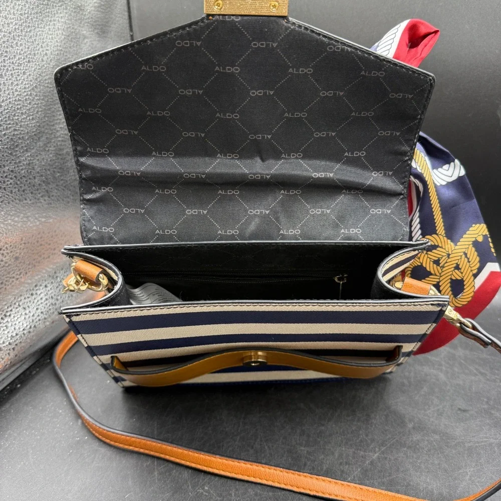 Aldo Byworth Crossbody Bag Womens Small Nautical Striped Scarf Patriotic - Picture 8 of 9